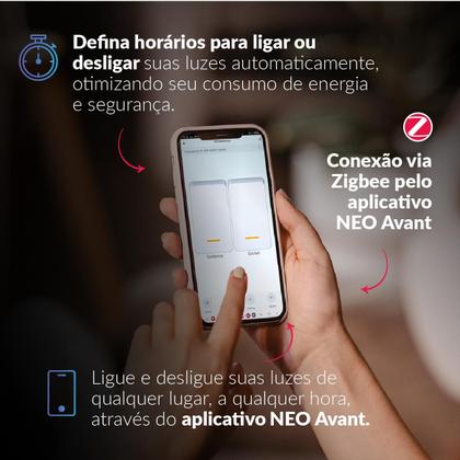 Imagem de Interruptor Inteligente Smart Zigbee Alexa google 4 Botões 4x2 Bivolt Branco Cod:291990545 Neo Avant