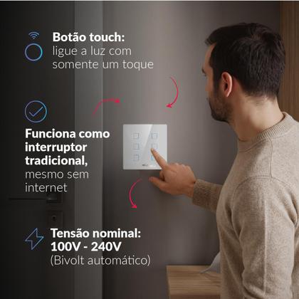 Imagem de Interruptor Inteligente Smart Zigbee Alexa google 6 Botões 4x4 Bivolt Branco Cod:291990563 Neo Avant