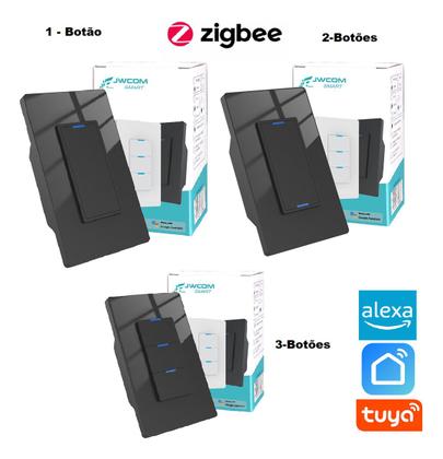 Imagem de Interruptor Inteligente Tecla Física 1 Botão Zigbee PRETO JWCOM SA-ZB279A-PT