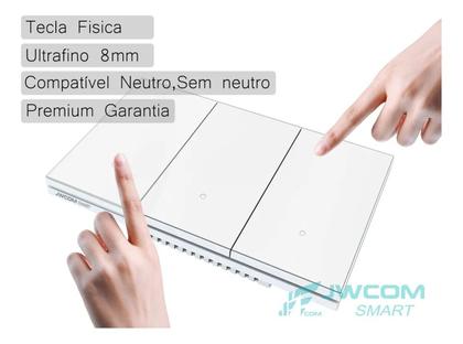 Imagem de Interruptor Inteligente Tecla Física vidro 3 Botões Zigbee Branco jwcom SA-ZB217C-BR