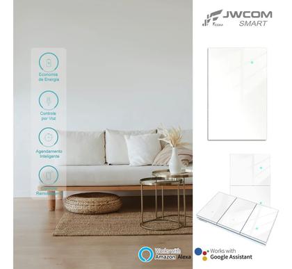 Imagem de Interruptor Inteligente Tecla Física vidro 3 Botões Zigbee Branco jwcom SA-ZB217C-BR
