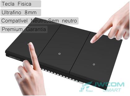 Imagem de Interruptor Inteligente Tecla Física WIFI 1 Botão PRETO jwcom SA-WF216A-PT Compativel com Alexa