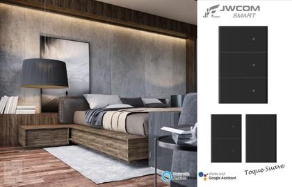 Imagem de Interruptor Inteligente Tecla Física WIFI 1 Botão PRETO jwcom SA-WF216A-PT Compativel com Alexa
