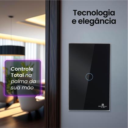 Imagem de Interruptor Inteligente Touch 1 Botão 4x2 Alexa Google Wifi Smartlife Tuya Panda Plus Controle de Voz Bivolt Automação