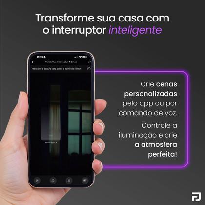Imagem de Interruptor Inteligente Touch 1 Botão 4x2 Alexa Google Wifi Smartlife Tuya Panda Plus Controle de Voz Bivolt Automação