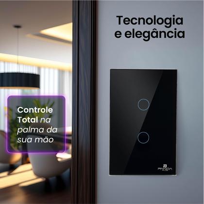 Imagem de Interruptor Inteligente Touch 2 Botões 4x2 Alexa Google Wifi Smartlife Tuya Panda Plus Controle de Voz Bivolt Automação