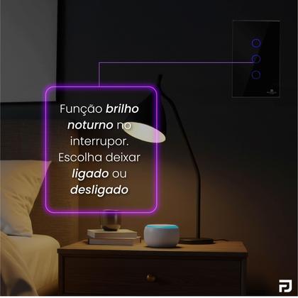 Imagem de Interruptor Inteligente Touch 3 Botões 4x2 Alexa Google Wifi Smartlife Tuya Panda Plus Controle de Voz Bivolt Automação