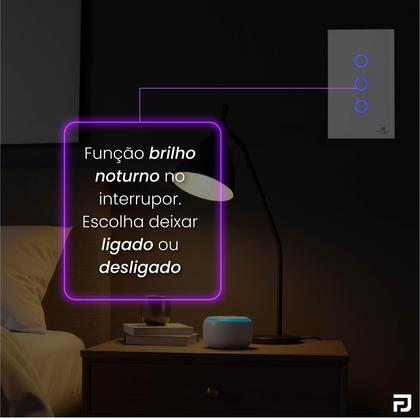 Imagem de Interruptor Inteligente Touch 3 Botões 4x2 Alexa Google Wifi Smartlife Tuya Panda Plus Controle de Voz Bivolt Automação