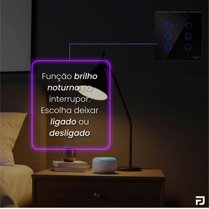 Imagem de Interruptor Inteligente Touch 6 Botões 4x4 Alexa Google Wifi Smartlife Tuya Panda Plus Controle de Voz Bivolt Automação
