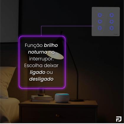 Imagem de Interruptor Inteligente Touch 6 Botões 4x4 Alexa Google Wifi Smartlife Tuya Panda Plus Controle de Voz Bivolt Automação