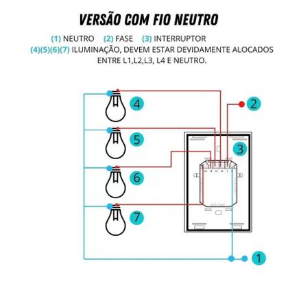 Imagem de Interruptor Inteligente Touch Wifi 4 Botões Wireless