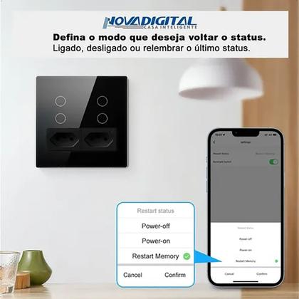 Imagem de Interruptor Inteligente Touch Wifi 4x4 4 Botões Tomada Alexa