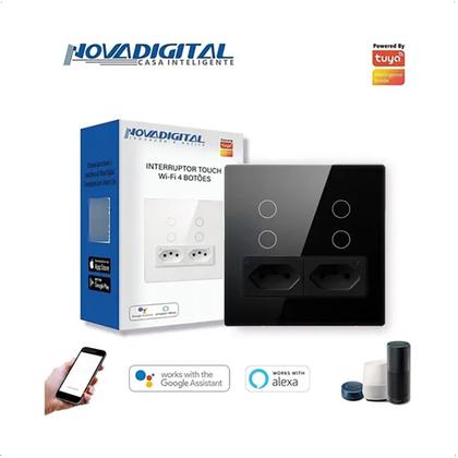 Imagem de Interruptor Inteligente Touch Wifi 4x4 4 Botões Tomada Alexa