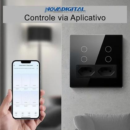 Imagem de Interruptor Inteligente Touch Wifi 4x4 4 Botões Tomada Alexa