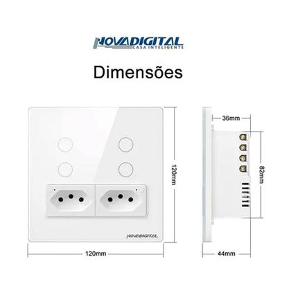Imagem de Interruptor Inteligente Touch Wifi 4x4 4 Botões Tomada Alexa