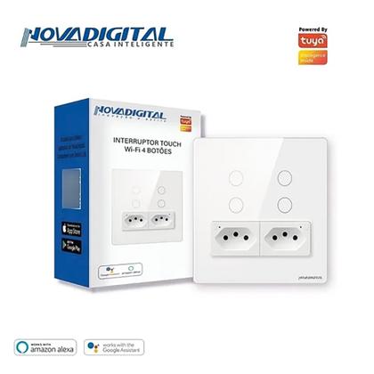Imagem de Interruptor Inteligente Touch Wifi 4x4 4 Botões Tomada Alexa