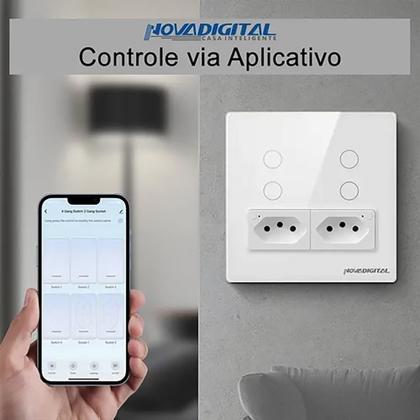 Imagem de Interruptor Inteligente Touch Wifi 4x4 4 Botões Tomada Alexa