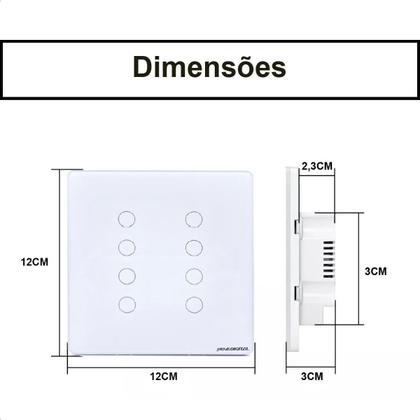 Imagem de Interruptor Inteligente Touch Wifi 8 Botões 4X4 Smart-Branco
