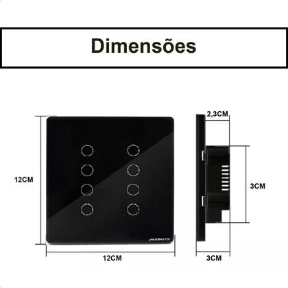 Imagem de Interruptor Inteligente Touch Wifi 8 Botões 4X4 Smart -Preto