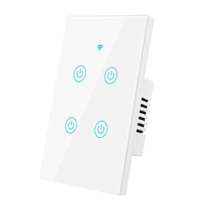 Imagem de Interruptor Inteligente Tuya Touch WiFi Alexa Google 4 Teclas T4US
