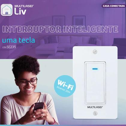 Imagem de Interruptor Inteligente Universal 1 Tecla Controle Remoto Wi-Fi Multilaser branco - SE235