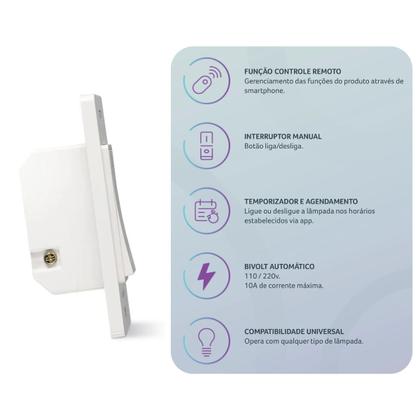 Imagem de Interruptor Inteligente Universal 1 Tecla Controle Remoto Wi-Fi Multilaser branco - SE235
