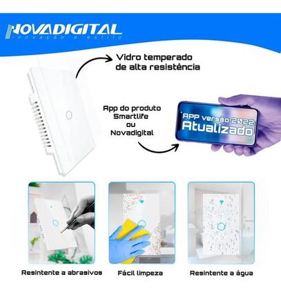 Imagem de Interruptor Inteligente Wi-fi 1 Botões Nova Digital Original