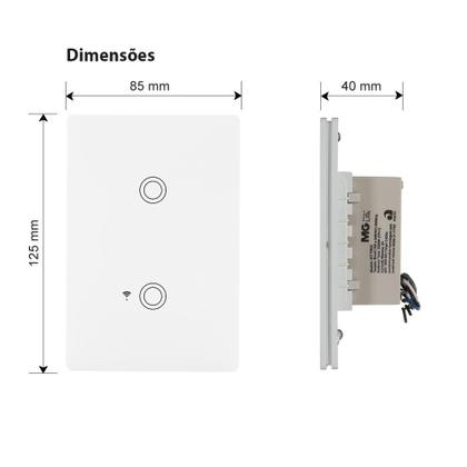 Imagem de Interruptor Inteligente Wi-Fi 2 Botão Alexa Margirius