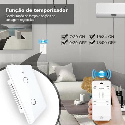 Imagem de Interruptor Inteligente Wi Fi 2 Botões Touch Smart Branco
