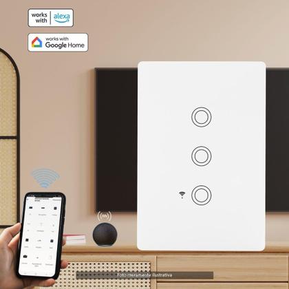 Imagem de Interruptor Inteligente Wi-Fi 3 Botões Alexa Margirius