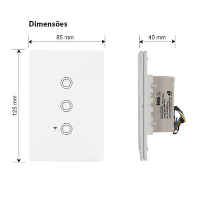 Imagem de Interruptor Inteligente Wi-Fi 3 Botões Alexa Margirius