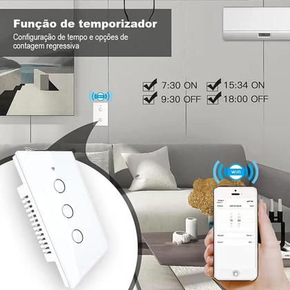 Imagem de Interruptor Inteligente Wi Fi 3 Botões Touch Smart Branco