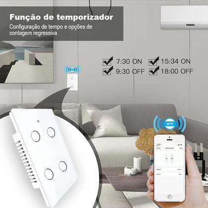 Imagem de Interruptor Inteligente Wi Fi 4 Botões Touch Smart Branco