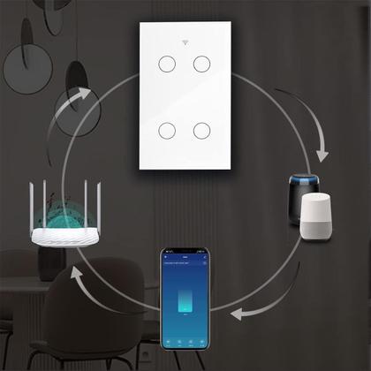 Imagem de Interruptor Inteligente Wi Fi 4 Botões Touch Smart Branco