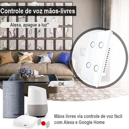 Imagem de Interruptor Inteligente Wi Fi 4 Botões Touch Smart Branco