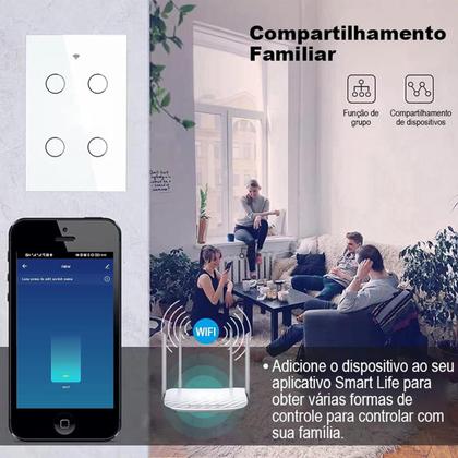 Imagem de Interruptor Inteligente Wi Fi 4 Botões Touch Smart Branco