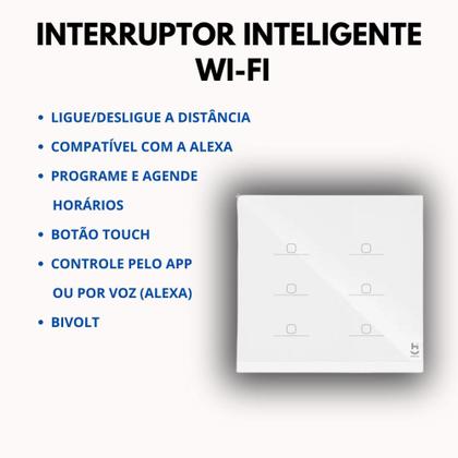 Imagem de Interruptor Inteligente Wi-fi 6 Botões 4x4 Touch Branco Geonav