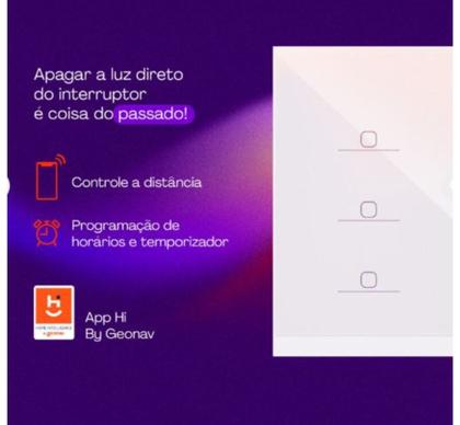 Imagem de Interruptor Inteligente Wi-fi 6 Botões 4x4 Touch Branco Geonav
