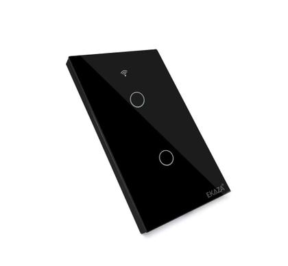Imagem de Interruptor Inteligente Wi-fi+bluetooth+rádio frequência 2 Botões Preto Ekaza