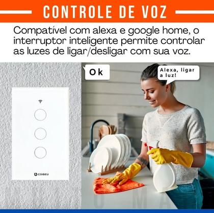 Imagem de Interruptor Inteligente Wi-fi de Vidro Coibeu 2 Touch