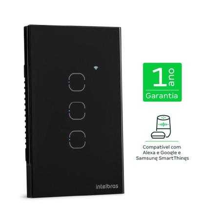 Imagem de Interruptor Inteligente Wi-Fi Touch 3 teclas Preto EIW 1003 Intelbras