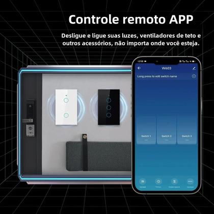 Imagem de Interruptor Inteligente Wi-Fi/Zigbee 1 a 4 Gangs - Sem Fio Neutro - Controle de Luz LED