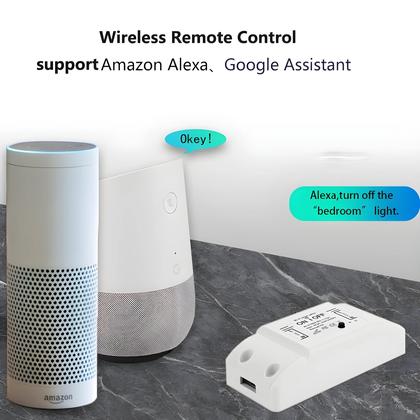 Imagem de Interruptor Inteligente WiFi 10A Controle Remoto Sem Fio Disjuntor Controle Por Voz Alexa Google