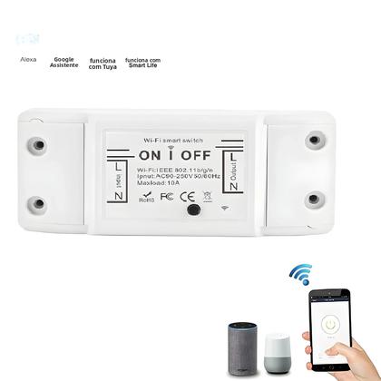 Imagem de Interruptor Inteligente WiFi 10A Controle Remoto Sem Fio Disjuntor Controle Por Voz Alexa Google