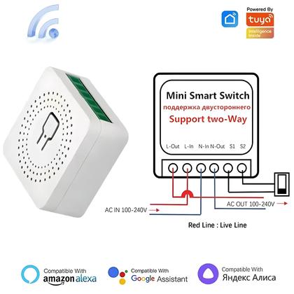 Imagem de Interruptor Inteligente WiFi 16A Tuya Mini Controle De 2 Vias Automação Residencial Alexa Google