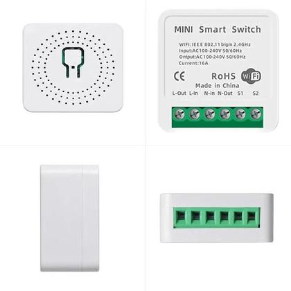 Imagem de Interruptor Inteligente WiFi 16A Tuya Mini Controle De 2 Vias Automação Residencial Alexa Google