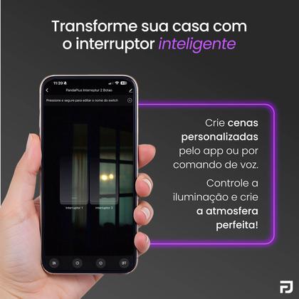 Imagem de Interruptor Inteligente Wifi 2 Botões Touch 1 Tomada 16A Bivolt Smartlife Tuya PandaPlus Alexa Google Comando Voz e App