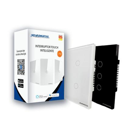 Imagem de Interruptor Inteligente Wifi 3 botões Preto NovaDigital