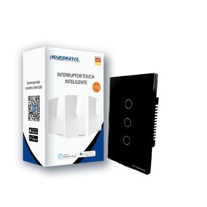 Imagem de Interruptor Inteligente Wifi 3 botões Preto NovaDigital