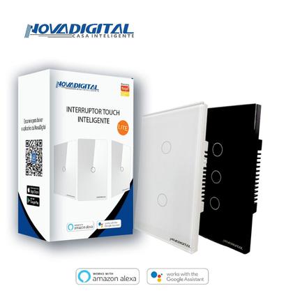 Imagem de Interruptor Inteligente Wifi 3 botões Preto NovaDigital